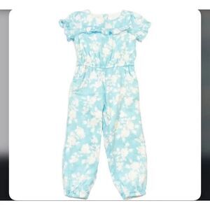NWT Janie & Jack Blue Floral Lace Jumpsuit With Pockets Size 5